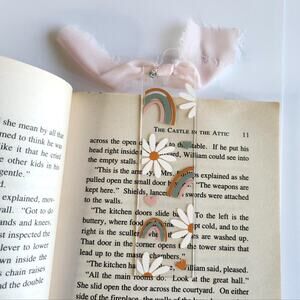 Retro Boho Rainbow Daisy Bookmark Acrylic Pink Cutesy Coquette Bookish Gift